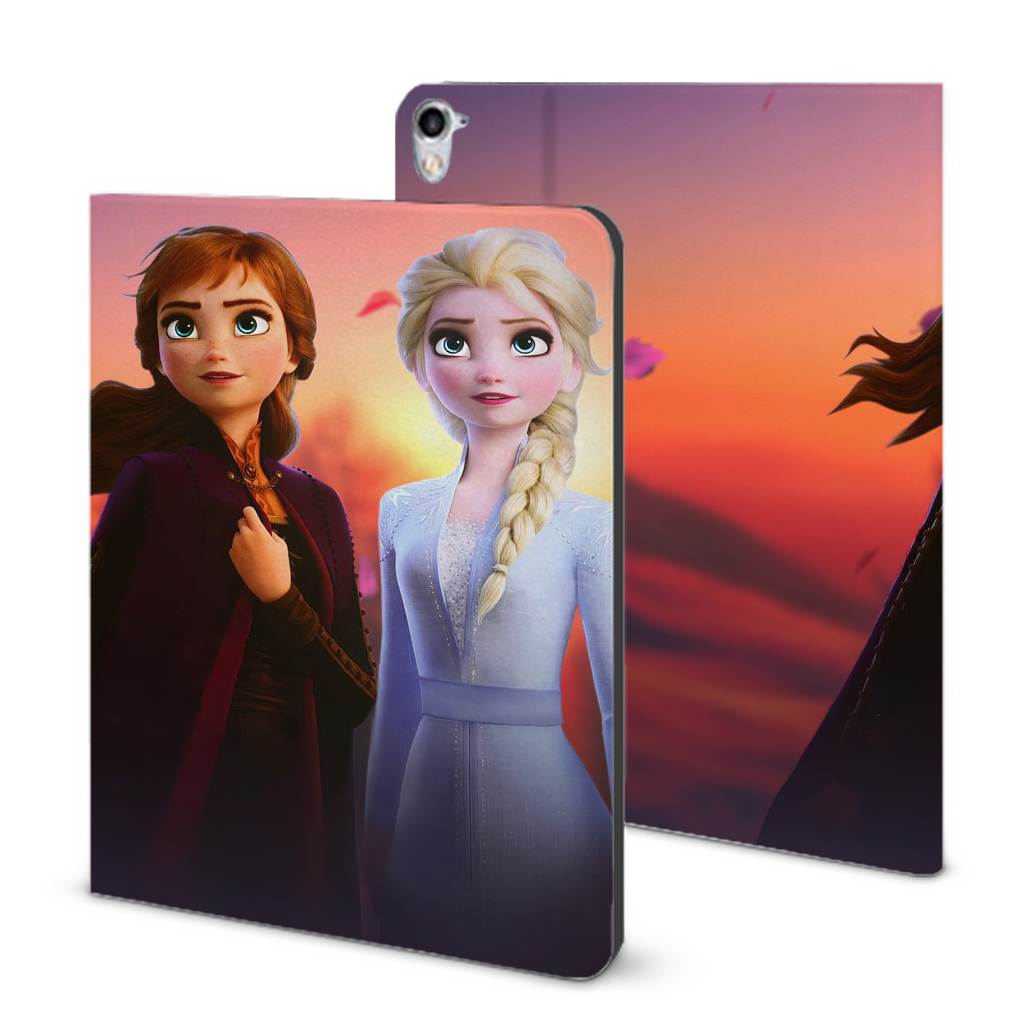 （画像用） アナと雪の女王 アンナ エルサ Frozen Anna Elsa IPad ケース ブック型 PUレザー TPU 耐衝撃 軽量 薄型 ペン収納なし 全面保護 IPad 各モデル対応